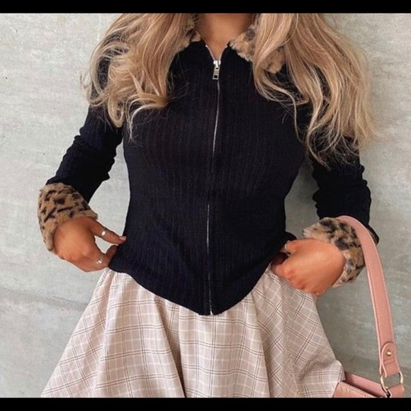 Faux Fur Leopard Print Cardigan - Picture 4 of 6